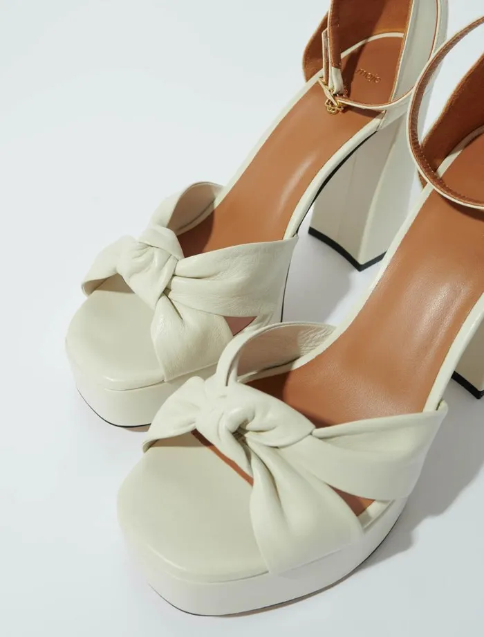 Maje Pumps and Sandals Womens Leather Platform Sandals Ecru Maje Pumps and Sandals Womens Leather Platform Sandals Ecru