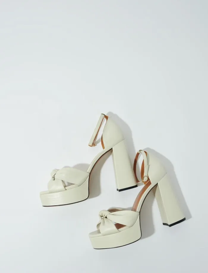Maje Pumps and Sandals Womens Leather Platform Sandals Ecru Maje Pumps and Sandals Womens Leather Platform Sandals Ecru