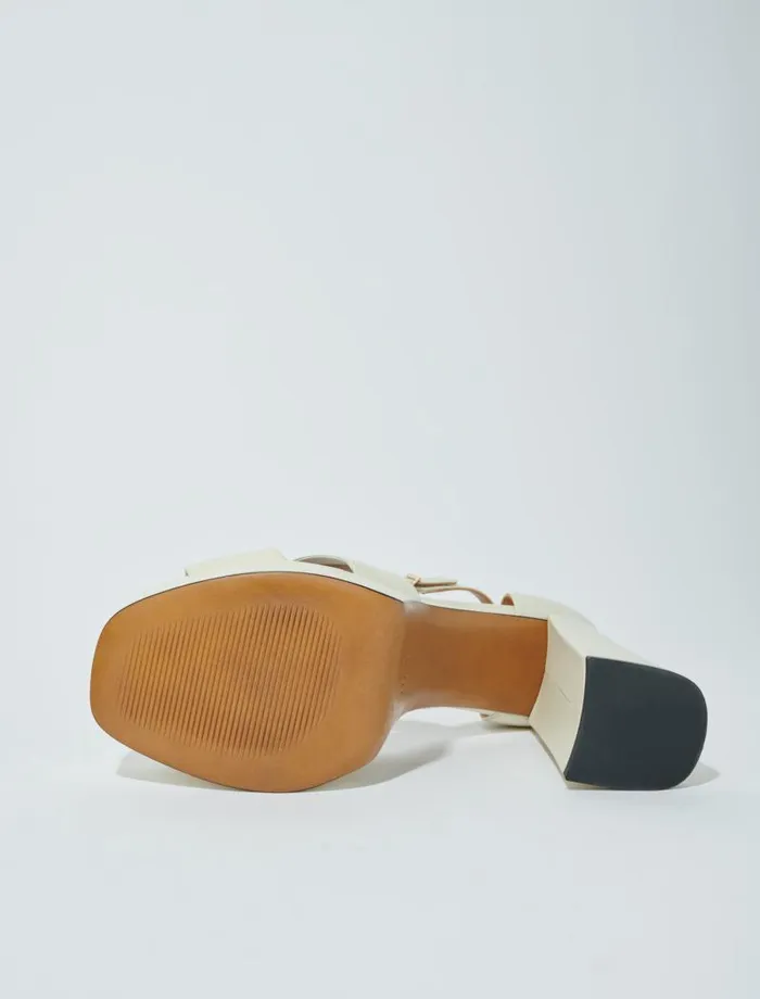 Maje Pumps and Sandals Womens Leather Platform Sandals Ecru Maje Pumps and Sandals Womens Leather Platform Sandals Ecru