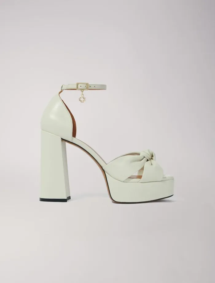 Maje Pumps and Sandals Womens Leather Platform Sandals Ecru Maje Pumps and Sandals Womens Leather Platform Sandals Ecru