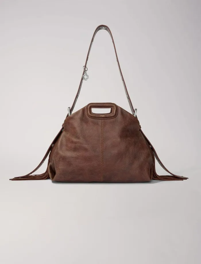 Maje Shoulder Bags Womens Miss M Bag In Vintage Leather Old Brown