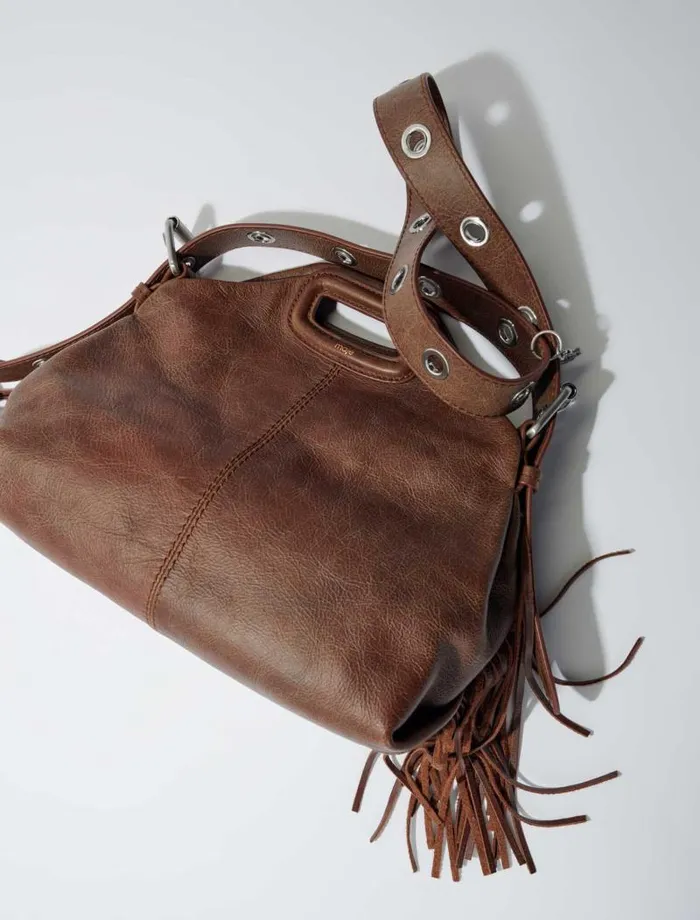 Maje Shoulder Bags Womens Miss M Bag In Vintage Leather Old Brown