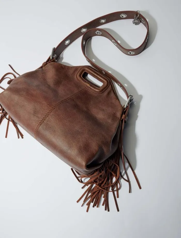 Maje Shoulder Bags Womens Miss M Bag In Vintage Leather Old Brown