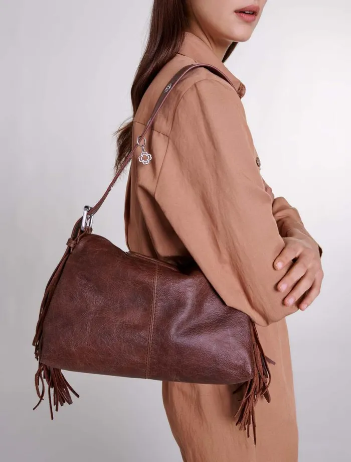 Maje Shoulder Bags Womens Miss M Bag In Vintage Leather Old Brown