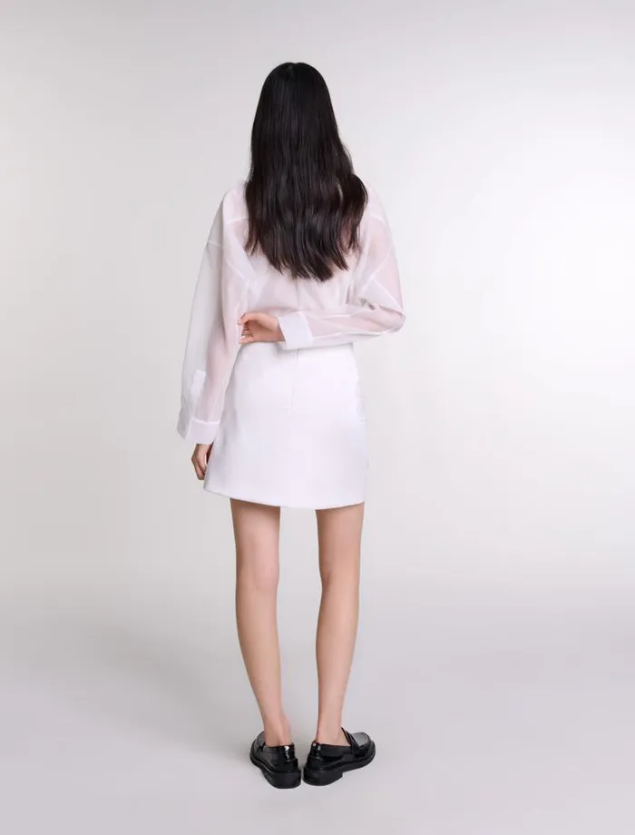 Maje Skirts and Shorts Womens Beaded Satin Floral Skirt White