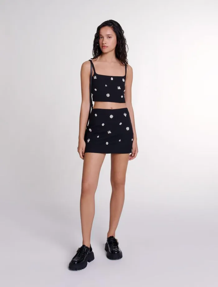 Maje Skirts and Shorts Womens Diamant Effect Skort Black