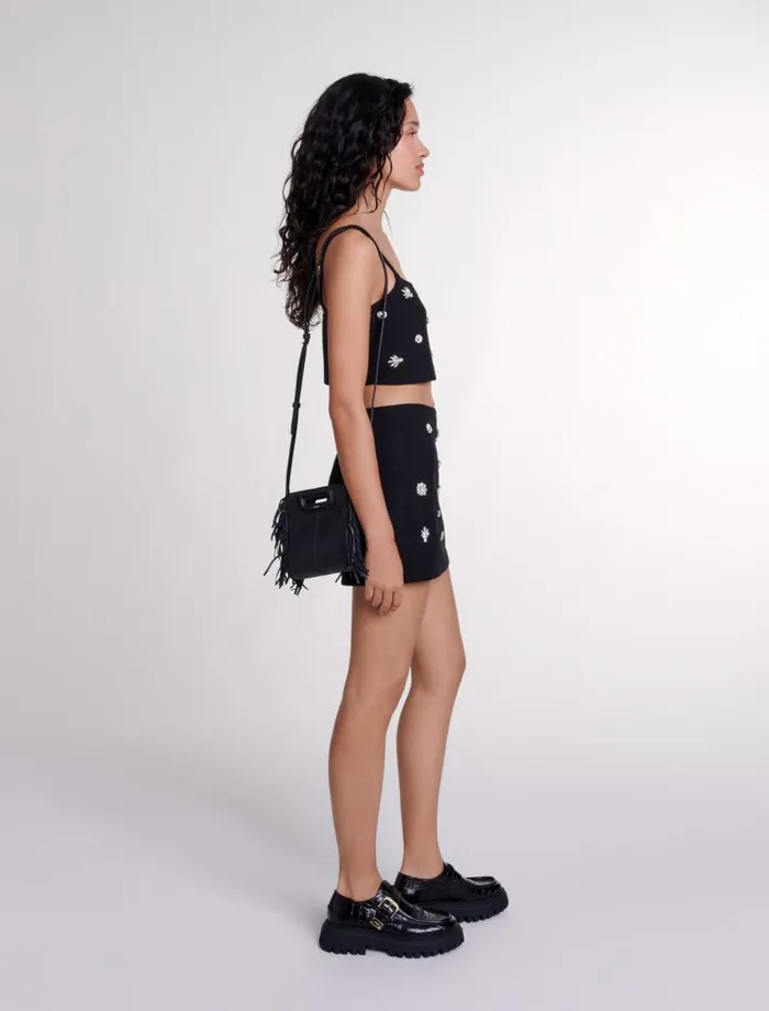 Maje Skirts and Shorts Womens Diamant Effect Skort Black