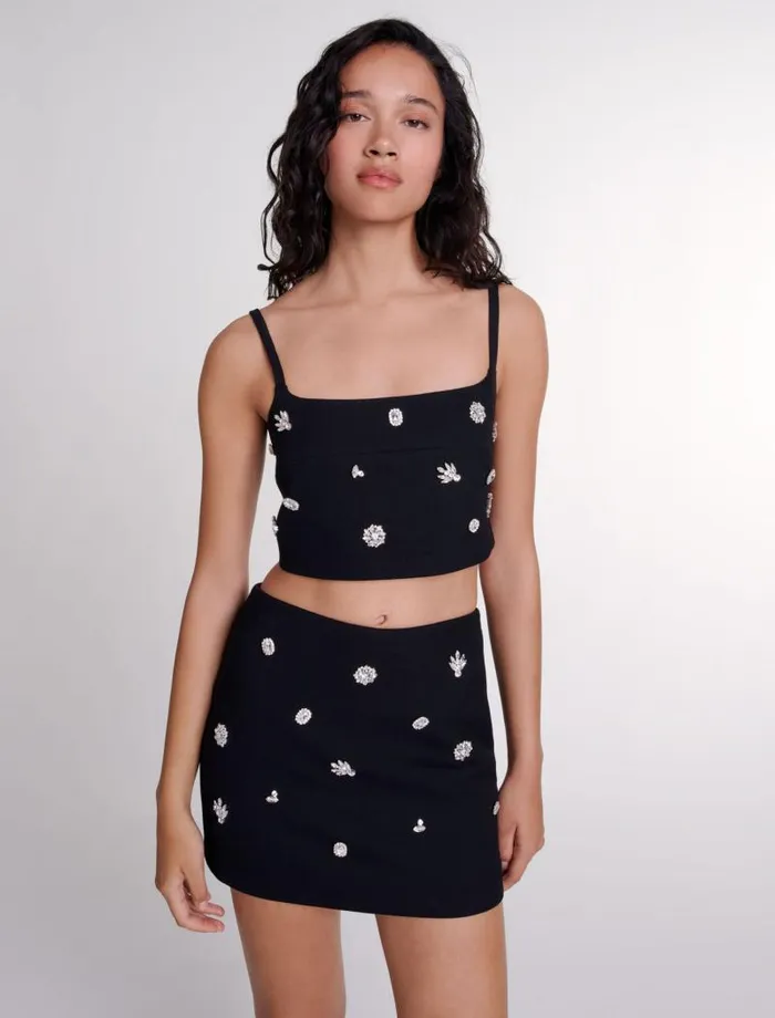 Maje Skirts and Shorts Womens Diamant Effect Skort Black