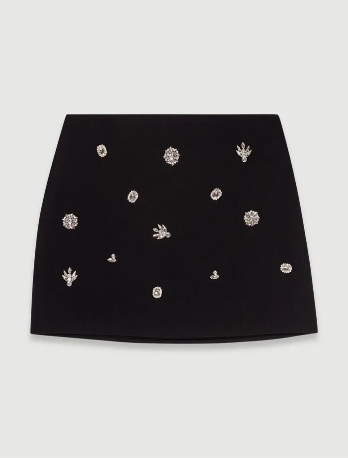 Maje Skirts and Shorts Womens Diamant Effect Skort Black