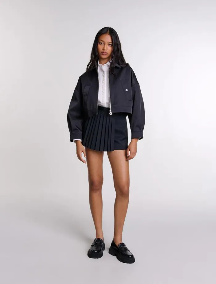 Maje Skirts and Shorts Womens Straightfit Pleated Shorts Black