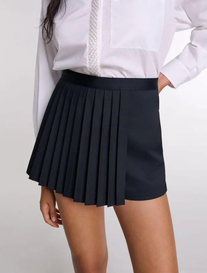 Maje Skirts and Shorts Womens Straightfit Pleated Shorts Black