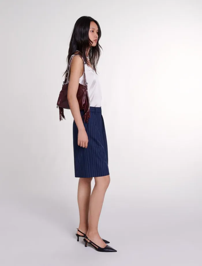 Maje Skirts and Shorts Womens Striped Bermuda Shorts Navy Tennis Stripe