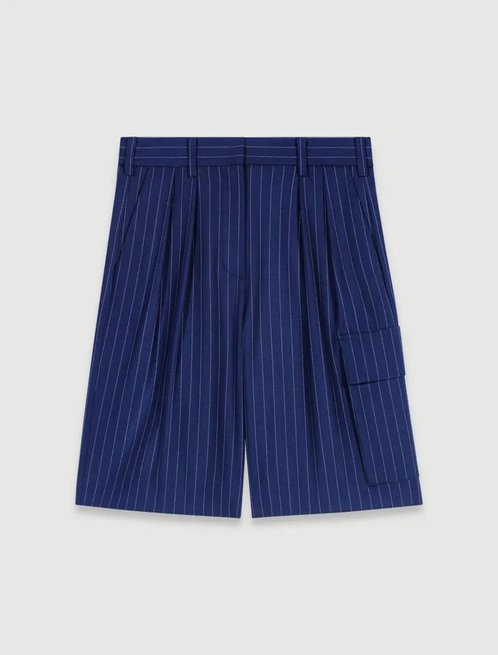 Maje Skirts and Shorts Womens Striped Bermuda Shorts Navy Tennis Stripe