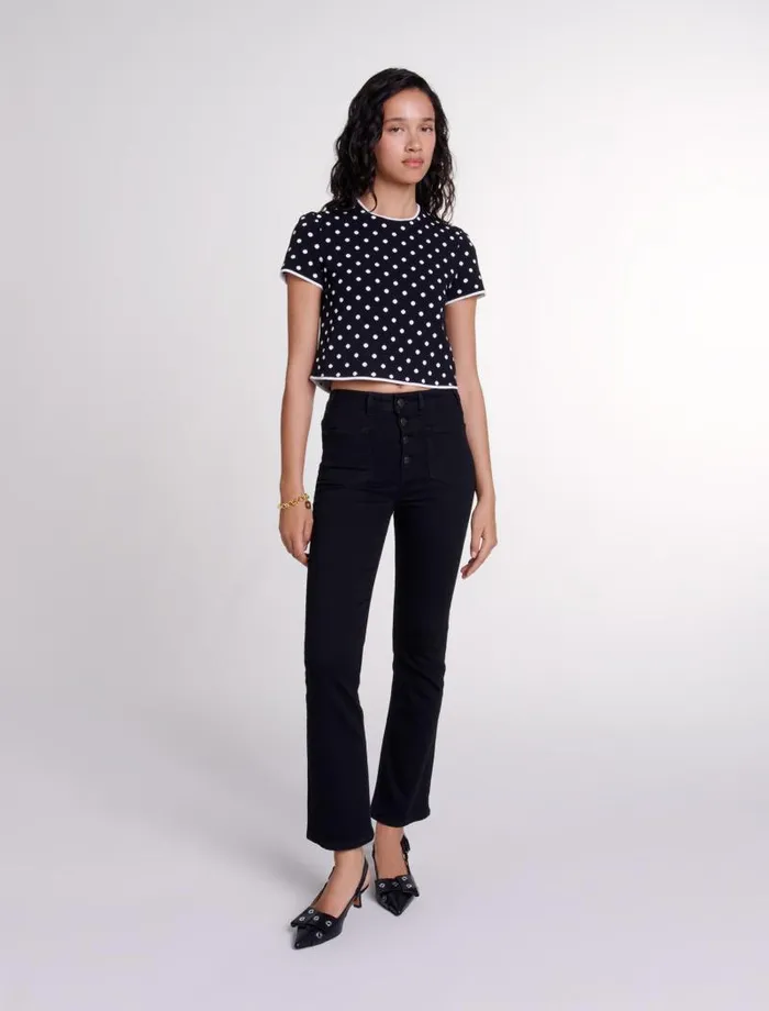 Maje Sweaters and Cardigans Womens Fancy Knit Top Blackwhite