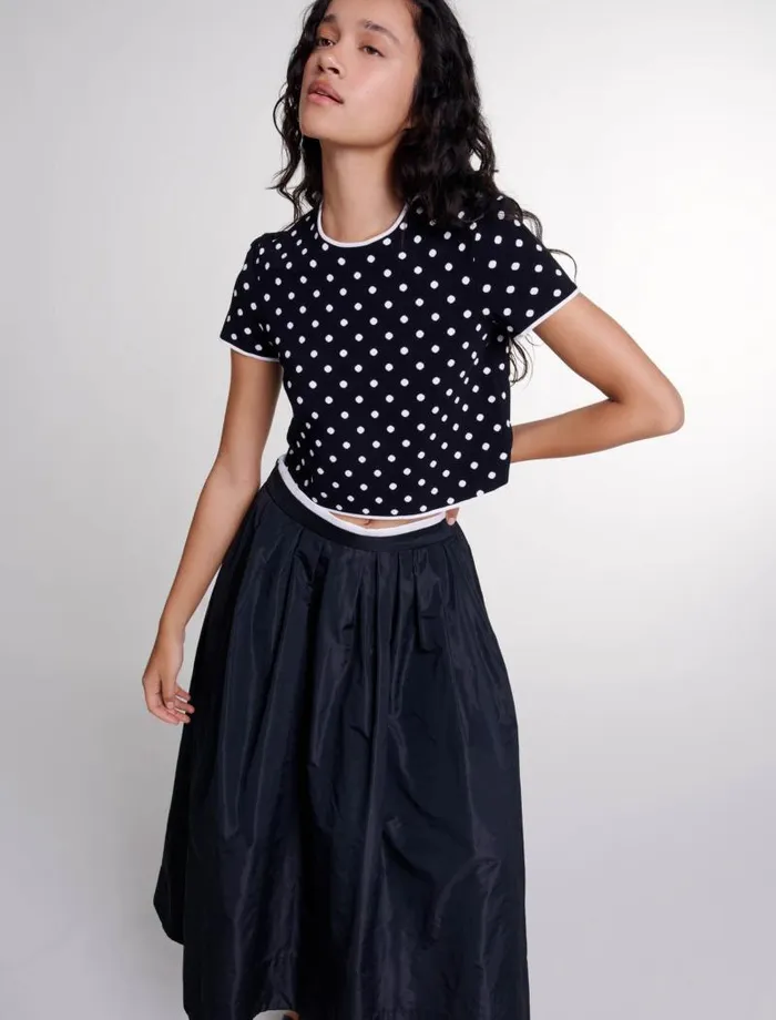 Maje Sweaters and Cardigans Womens Fancy Knit Top Blackwhite