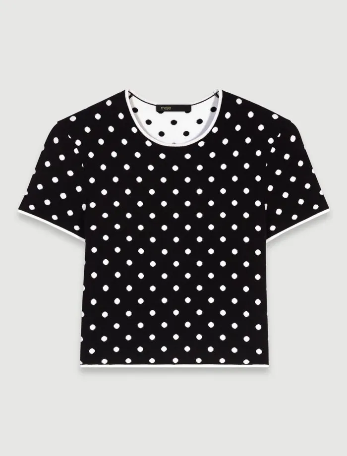 Maje Sweaters and Cardigans Womens Fancy Knit Top Blackwhite