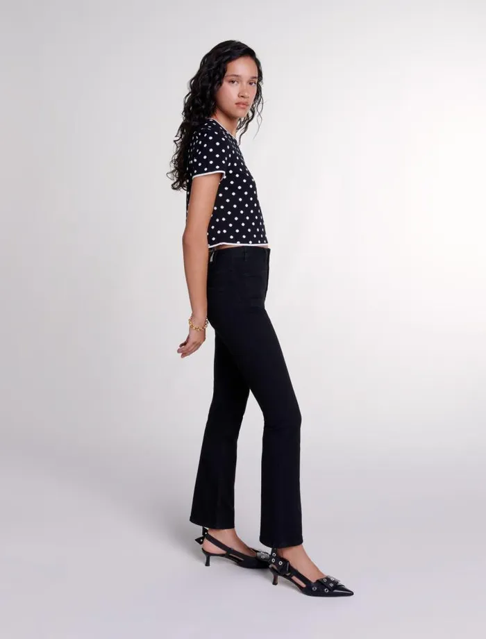 Maje Sweaters and Cardigans Womens Fancy Knit Top Blackwhite