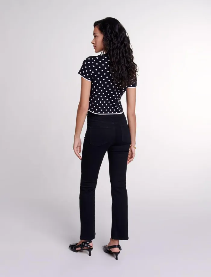 Maje Sweaters and Cardigans Womens Fancy Knit Top Blackwhite