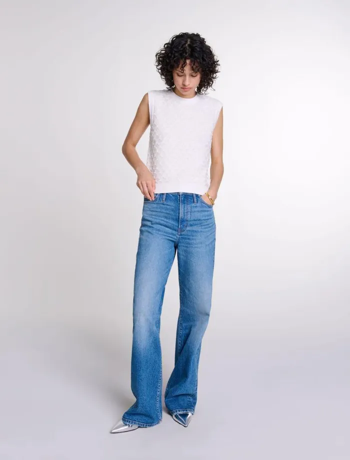 Maje Sweaters and Cardigans Womens Sleeveless Knit Jumper Ecru