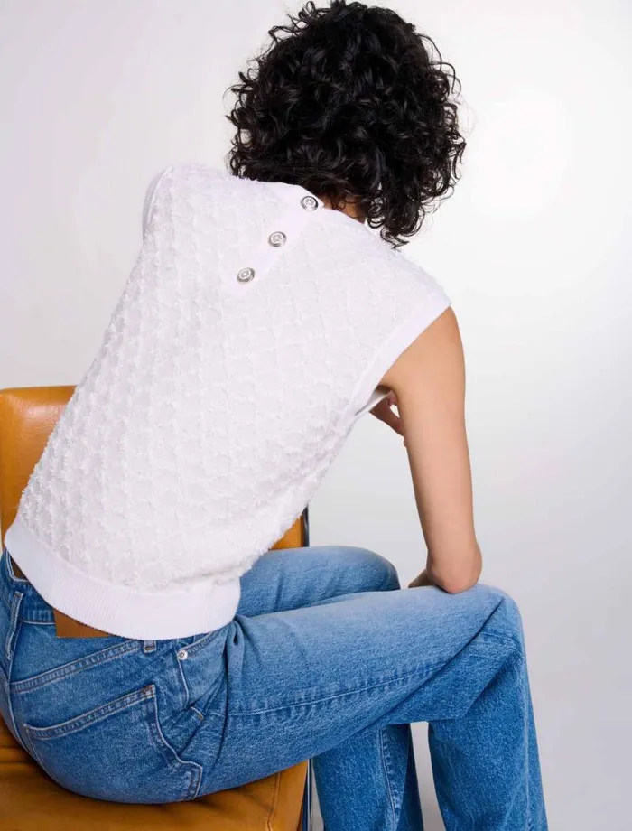 Maje Sweaters and Cardigans Womens Sleeveless Knit Jumper Ecru