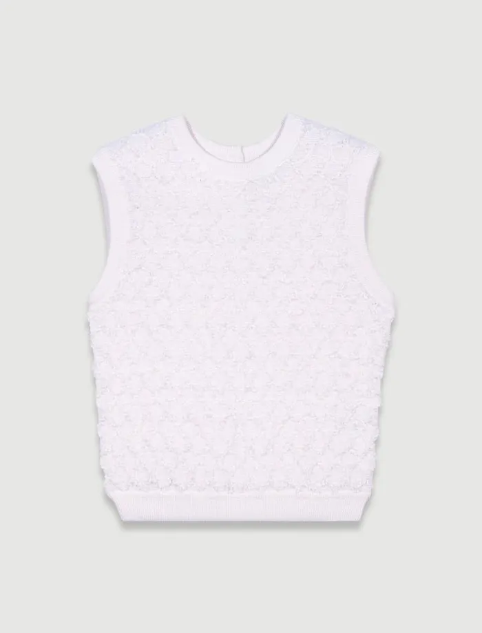 Maje Sweaters and Cardigans Womens Sleeveless Knit Jumper Ecru