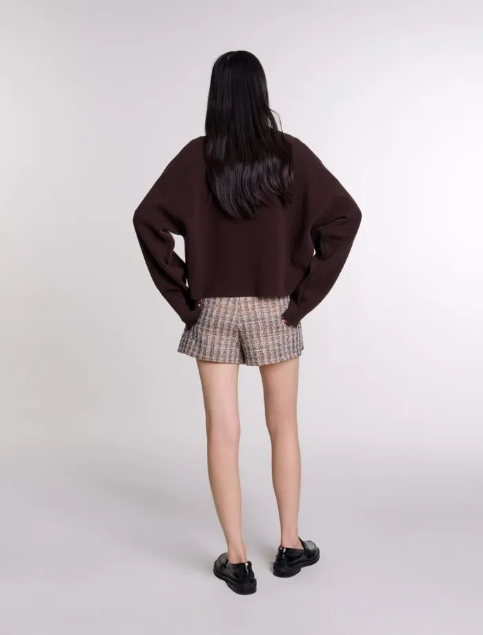 Maje Sweaters and Cardigans Womens Vneck Jumper Brown