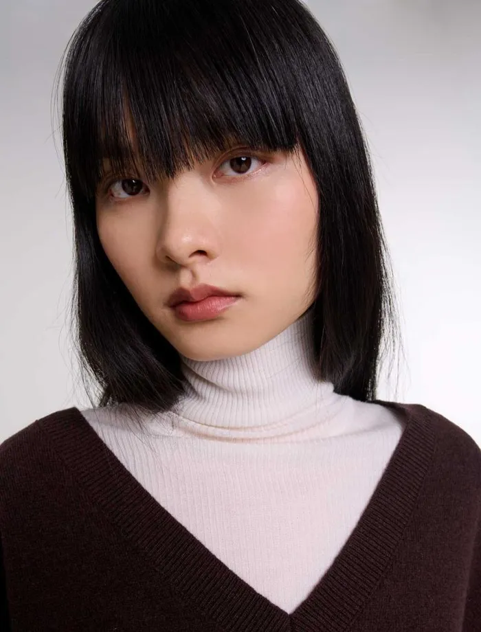 Maje Sweaters and Cardigans Womens Vneck Jumper Brown