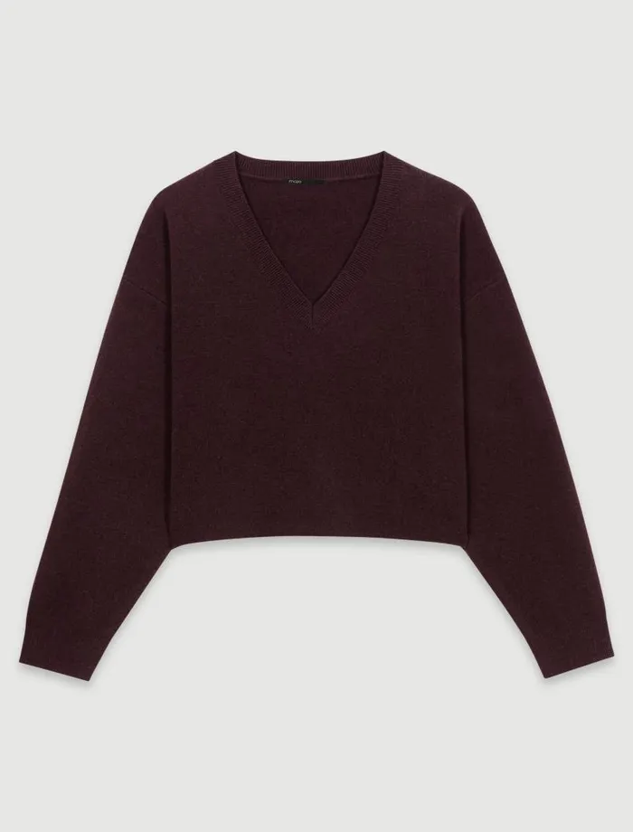 Maje Sweaters and Cardigans Womens Vneck Jumper Brown