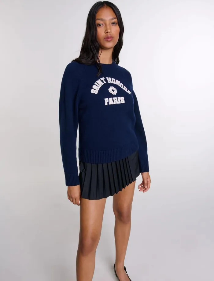 Maje Sweaters and Cardigans Womens Woolblend Jumper Navy