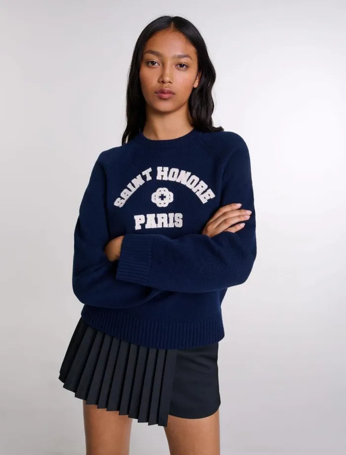 Maje Sweaters and Cardigans Womens Woolblend Jumper Navy