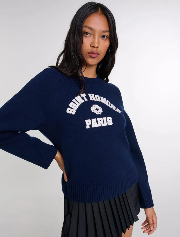 Maje Sweaters and Cardigans Womens Woolblend Jumper Navy