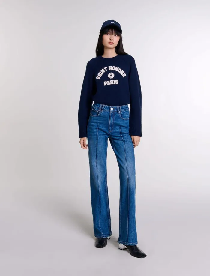 Maje Sweaters and Cardigans Womens Woolblend Jumper Navy