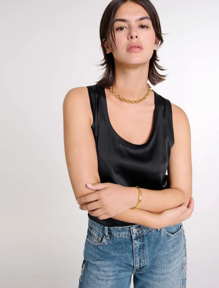 Maje Tops and Shirts Womens Silk Tank Top Black