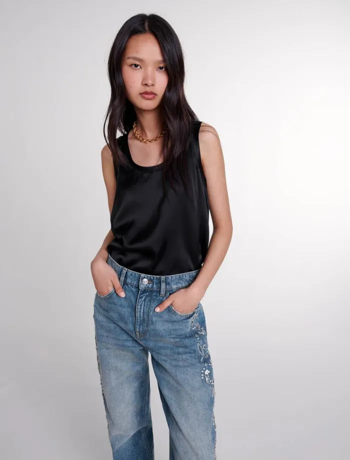 Maje Tops and Shirts Womens Silk Tank Top Black