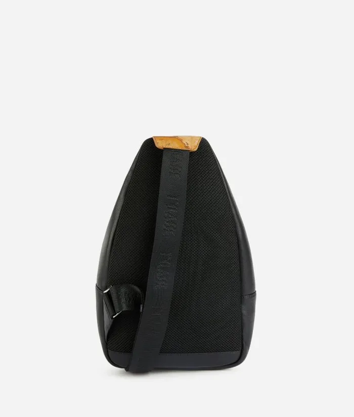 Man Backpacks and Belt Bags Alviero Martini Leather OneShoulder Backpack Black