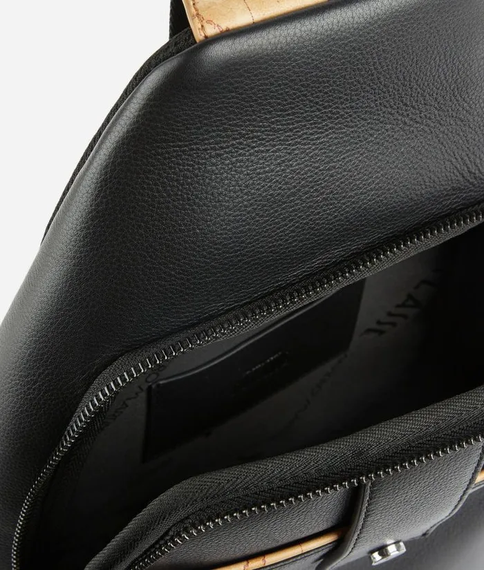 Man Backpacks and Belt Bags Alviero Martini Leather OneShoulder Backpack Black