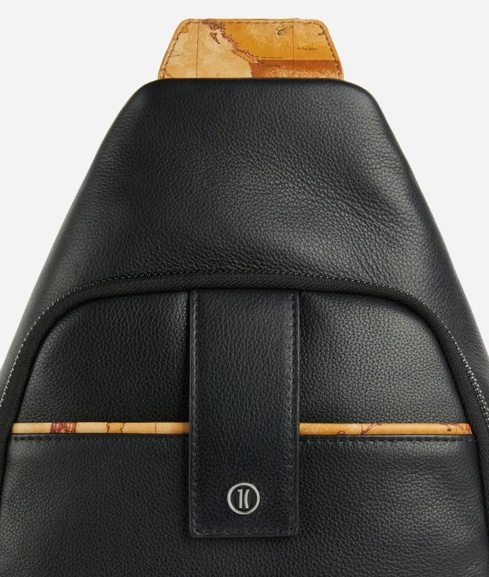Man Backpacks and Belt Bags Alviero Martini Leather OneShoulder Backpack Black