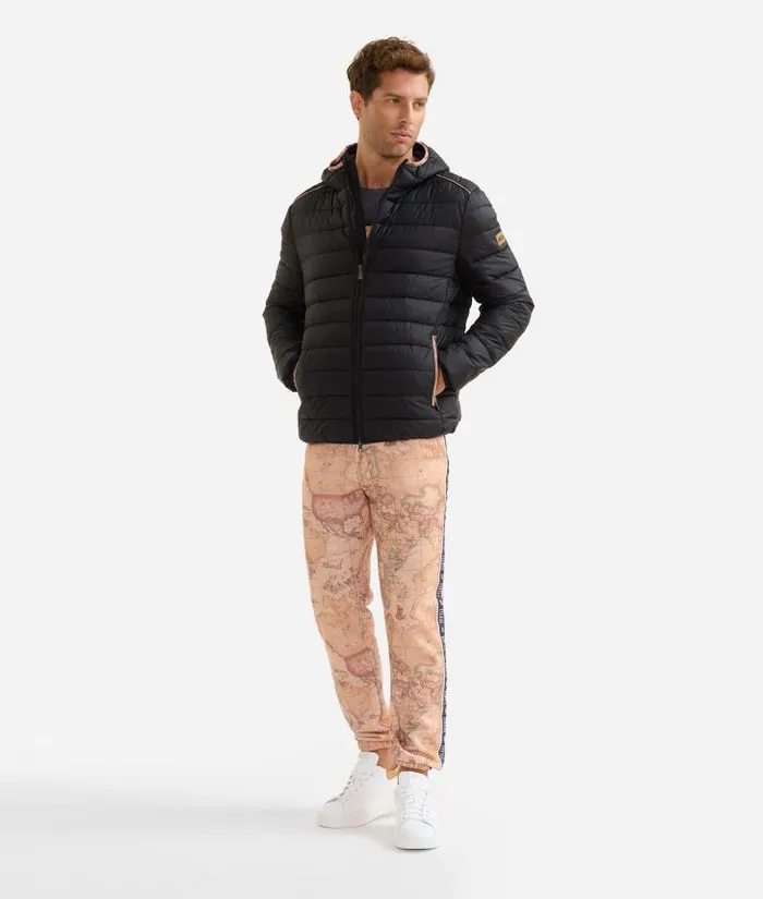 Man Coats and Jackets Alviero Martini Padded Nylon Jacket With Geo Classic Details Black