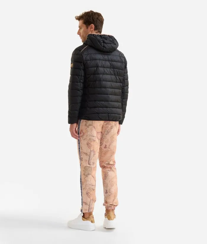 Man Coats and Jackets Alviero Martini Padded Nylon Jacket With Geo Classic Details Black