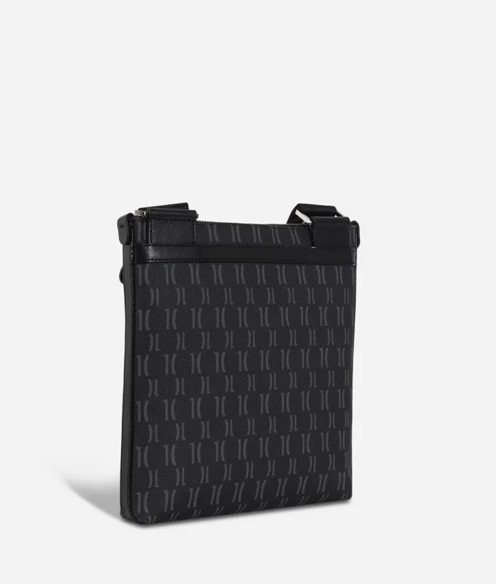 Man Crossbody and Messenger Bags Alviero Martini Monogram Flat Crossbody Bag Black