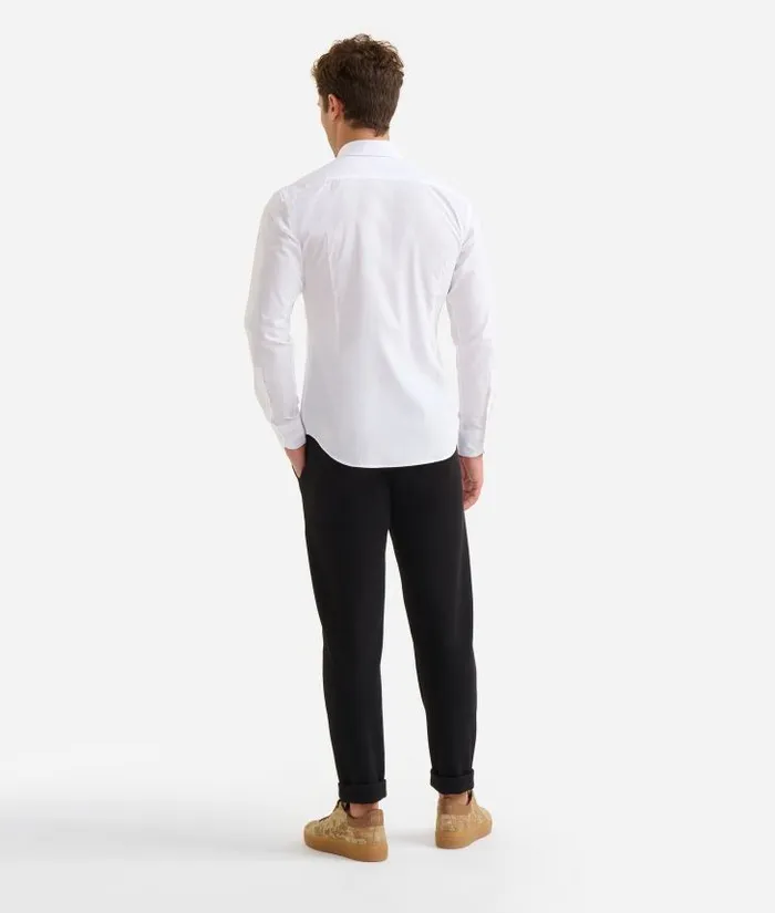 Man Knitwears Shirts and TShirts Alviero Martini Slim Fit Cotton Shirt With Shoulder Detail White