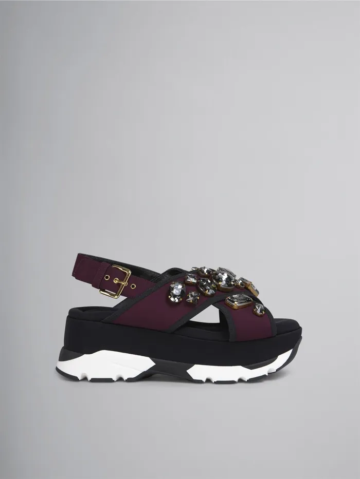 Marni And Black Wedge In Technical Fabric Burgundy Womens Sandals and Wedges