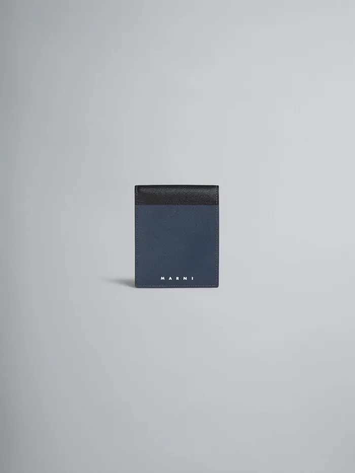 Marni And Blue Saffiano Leather Bifold Wallet Black Mens Wallets and Small Leather Goods Marni And Blue Saffiano Leather Bifold Wallet Black Mens Wallets and Small Leather Goods