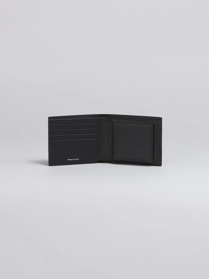 Marni And Blue Saffiano Leather Bifold Wallet Black Mens Wallets and Small Leather Goods Marni And Blue Saffiano Leather Bifold Wallet Black Mens Wallets and Small Leather Goods