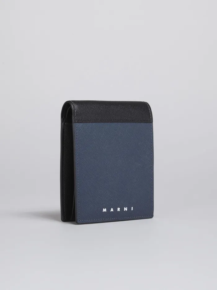 Marni And Blue Saffiano Leather Bifold Wallet Black Mens Wallets and Small Leather Goods Marni And Blue Saffiano Leather Bifold Wallet Black Mens Wallets and Small Leather Goods