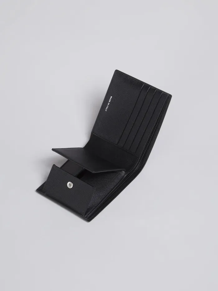 Marni And Blue Saffiano Leather Bifold Wallet Black Mens Wallets and Small Leather Goods Marni And Blue Saffiano Leather Bifold Wallet Black Mens Wallets and Small Leather Goods