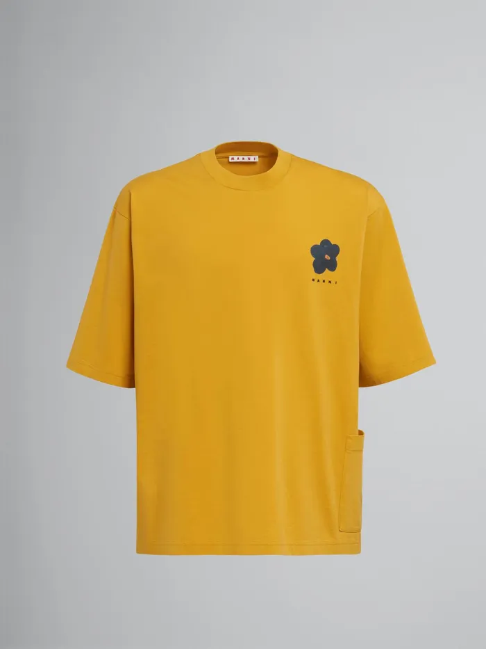 Marni Black Daisy Print Yellow Jersey Crewneck Tshirt Gold Mens Sweatshirts and Tshirts