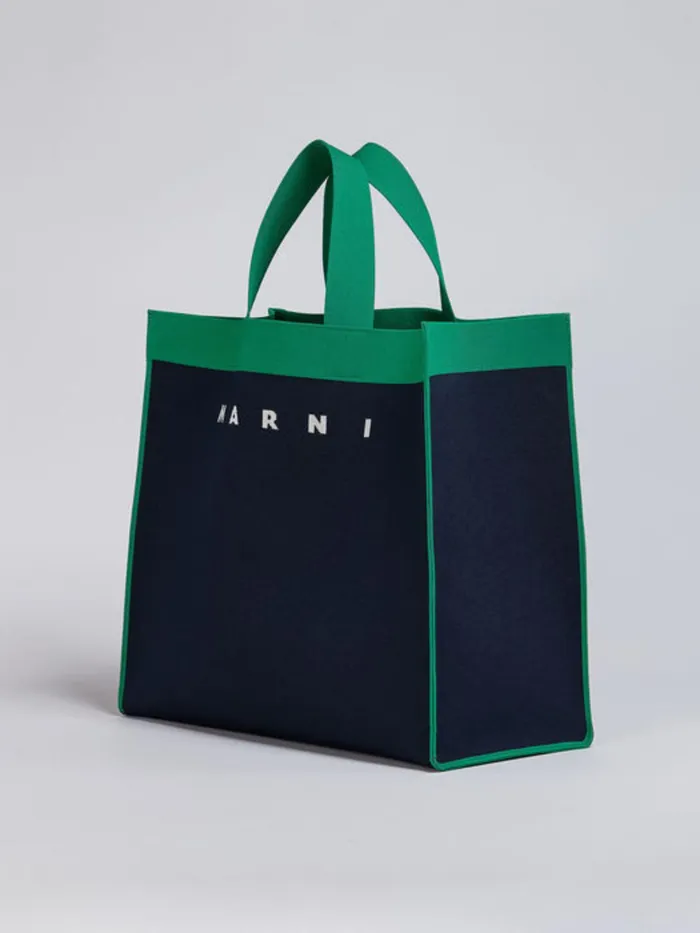 Marni Blue And Green And White Jacquard Shopping Bag Blublack Womens Shopping Bags Marni Blue And Green And White Jacquard Shopping Bag Blublack Womens Shopping Bags
