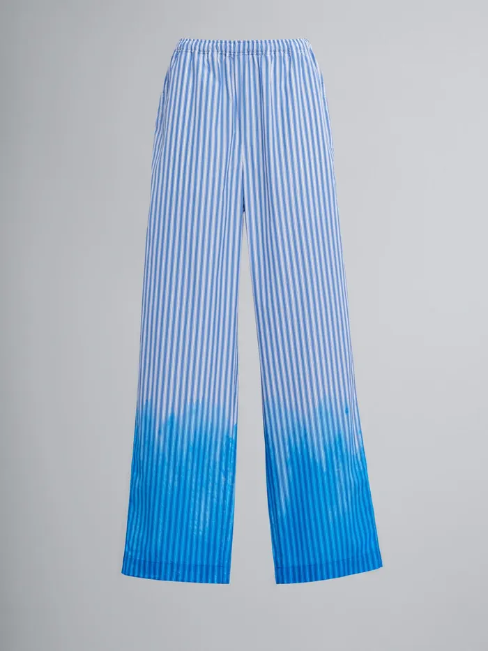 Marni Blue Dipdyed Poplin Trousers Iris Blue Womens Pants
