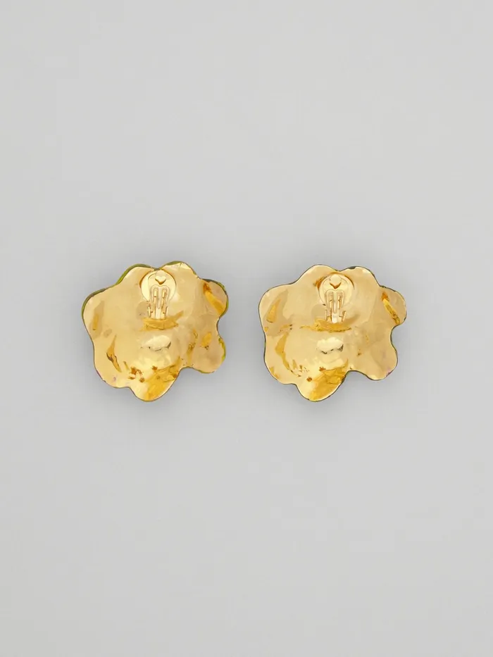 Marni Brass Flower Flora Clipon Earrings Purple Grey Womens Earrings Marni Brass Flower Flora Clipon Earrings Purple Grey Womens Earrings